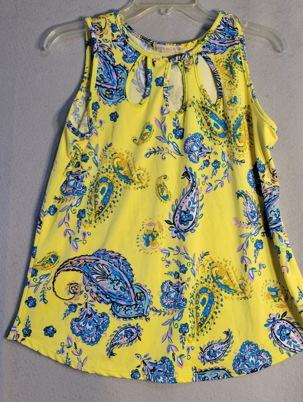 Coco's Clozet Yellow Paisley Keyhole Sleeveless Tank Top Medium
